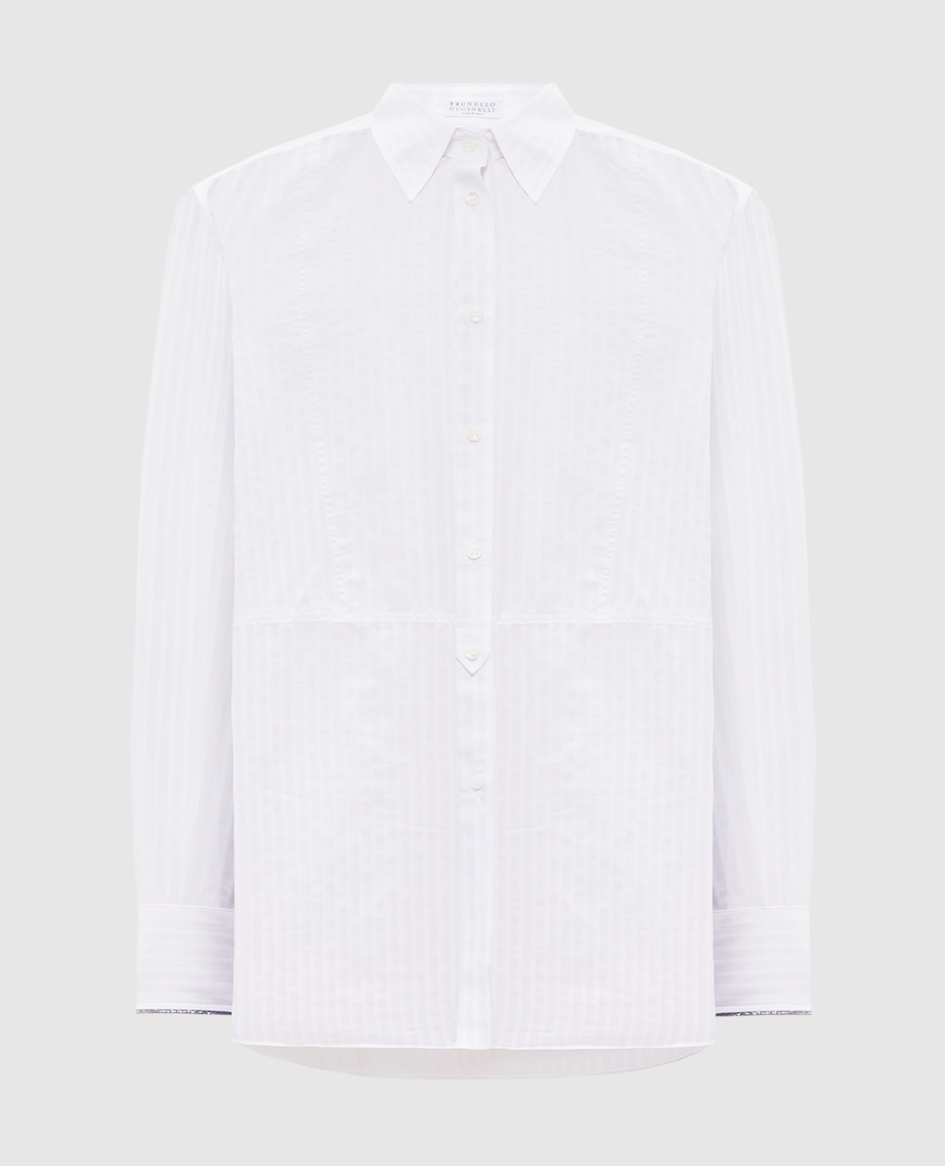 

White striped silk blouse with monil chain Brunello Cucinelli