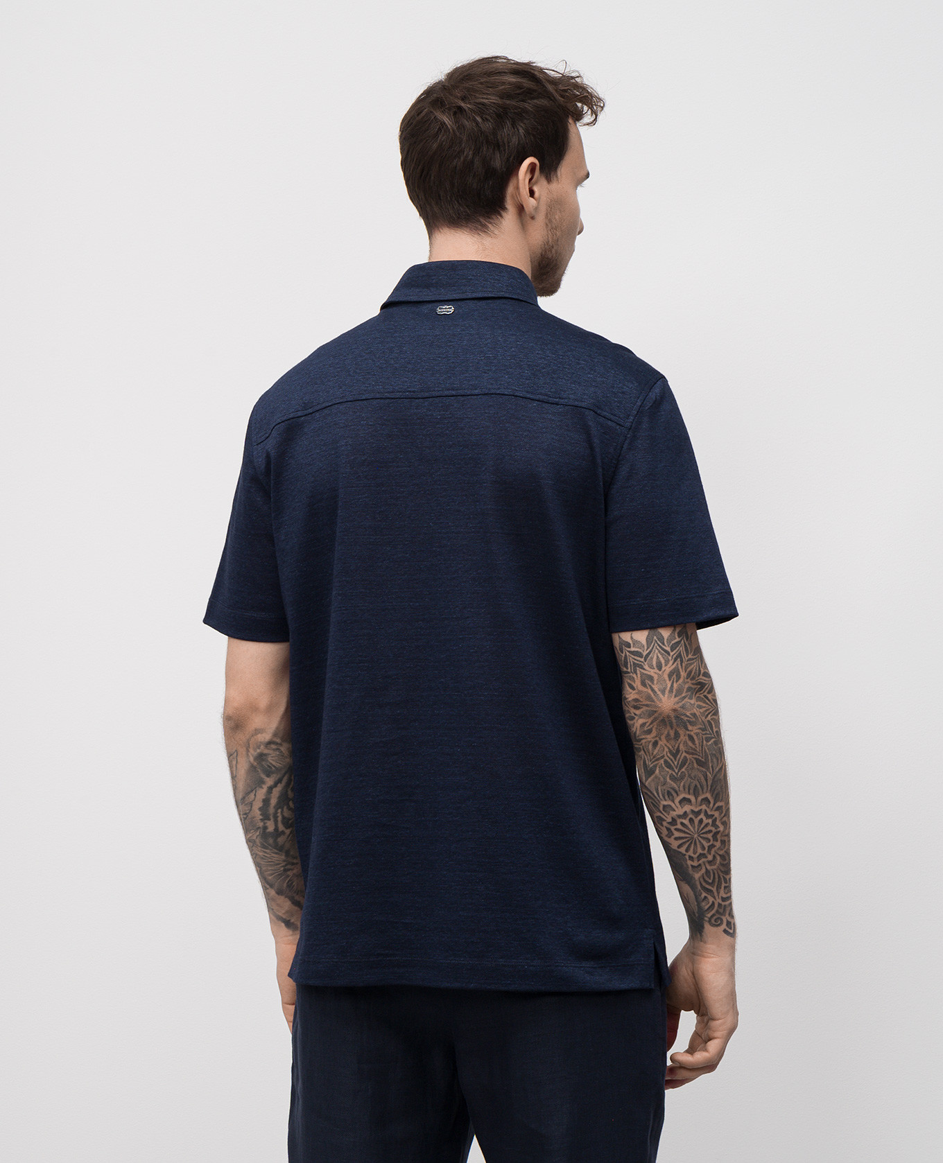 

Blue linen polo with logo Agnona