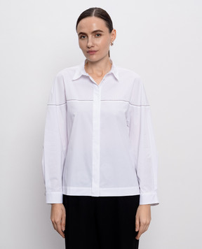 Peserico White straight-cut shirt with a monil chain A0662608928