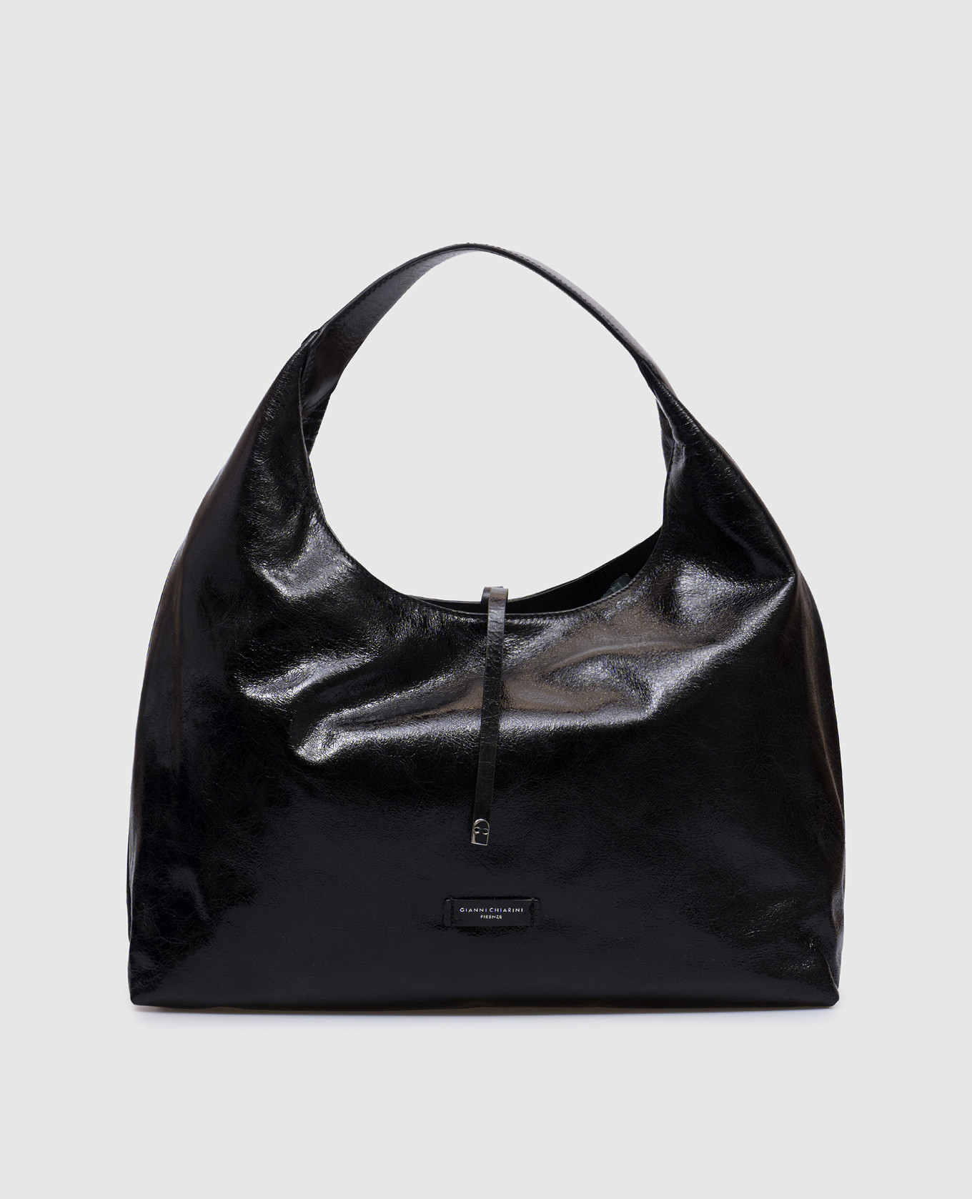 

Black leather hobo bag ANGELICA with logo Gianni Chiarini