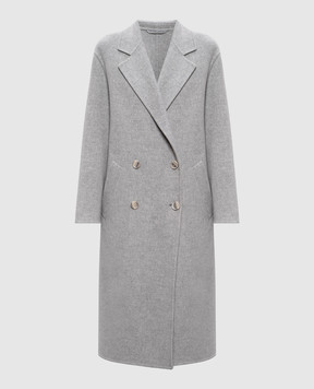 Peserico Gray double-breasted coat with wool and cashmere A20170E03195