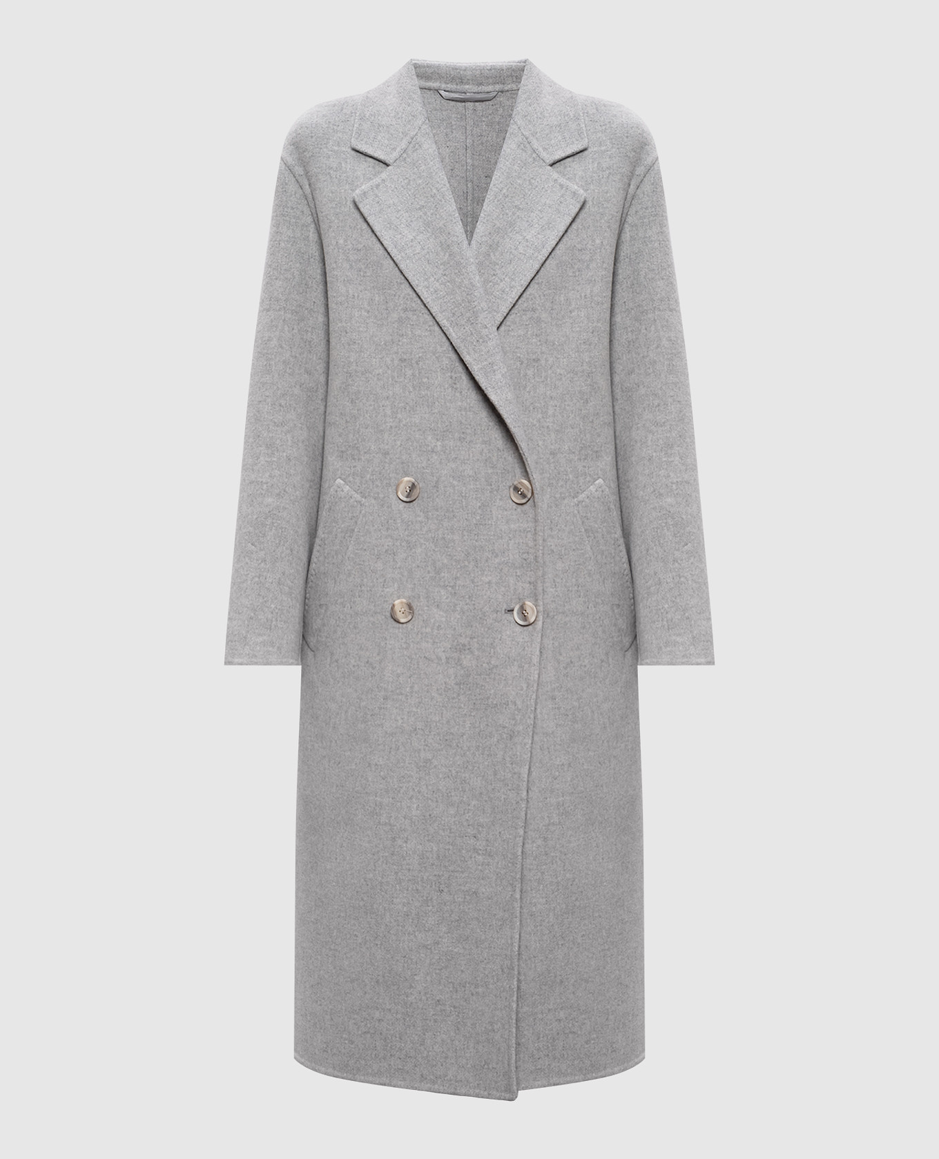 Gray double-breasted coat with wool and cashmere Peserico