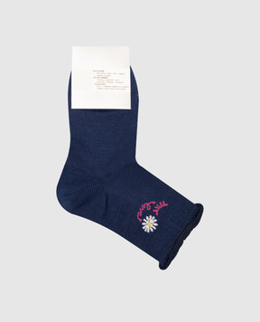 RiminiVeste Children's blue socks Ciocca with a pattern in the form of a flower 4505