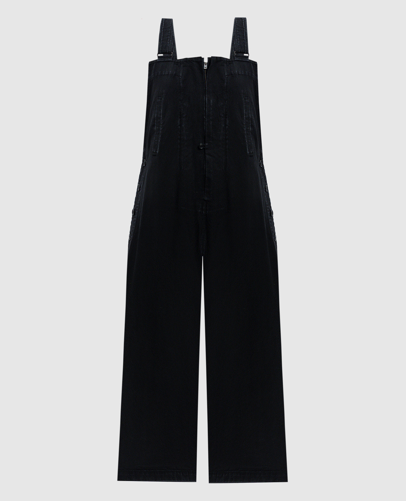 Black denim jumpsuit with a distressed effect y`s yamamoto