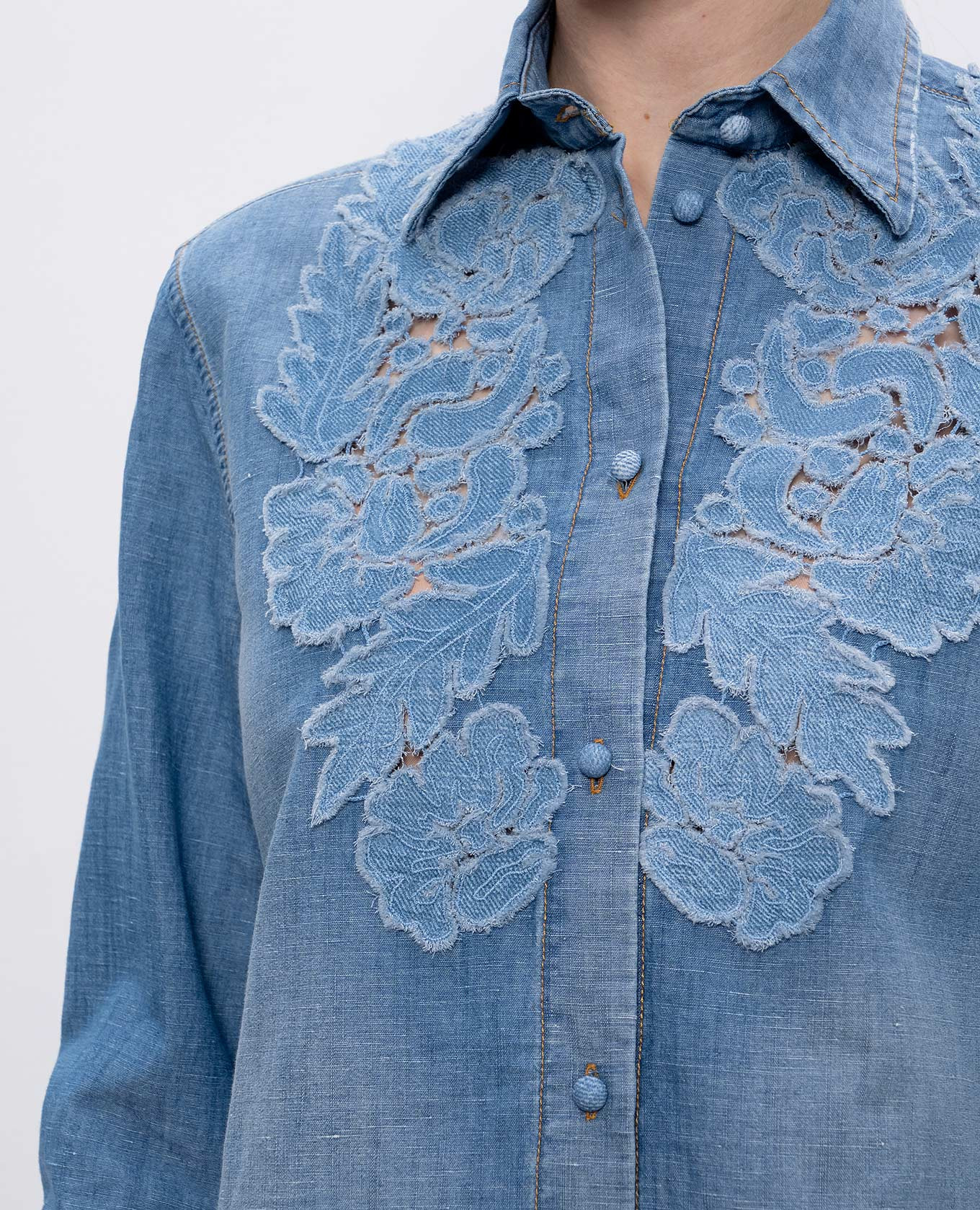 Blue denim shirt with linen Ermanno Scervino 5