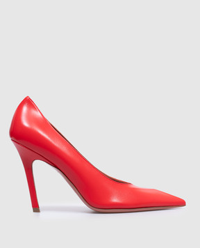Amina Muaddi Christine red leather shoes 12S357106CHR