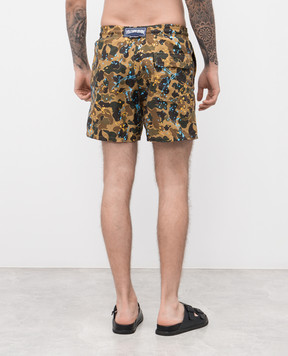 Palm Angels Khaki printed swim shorts PMFD01AF25FAB003