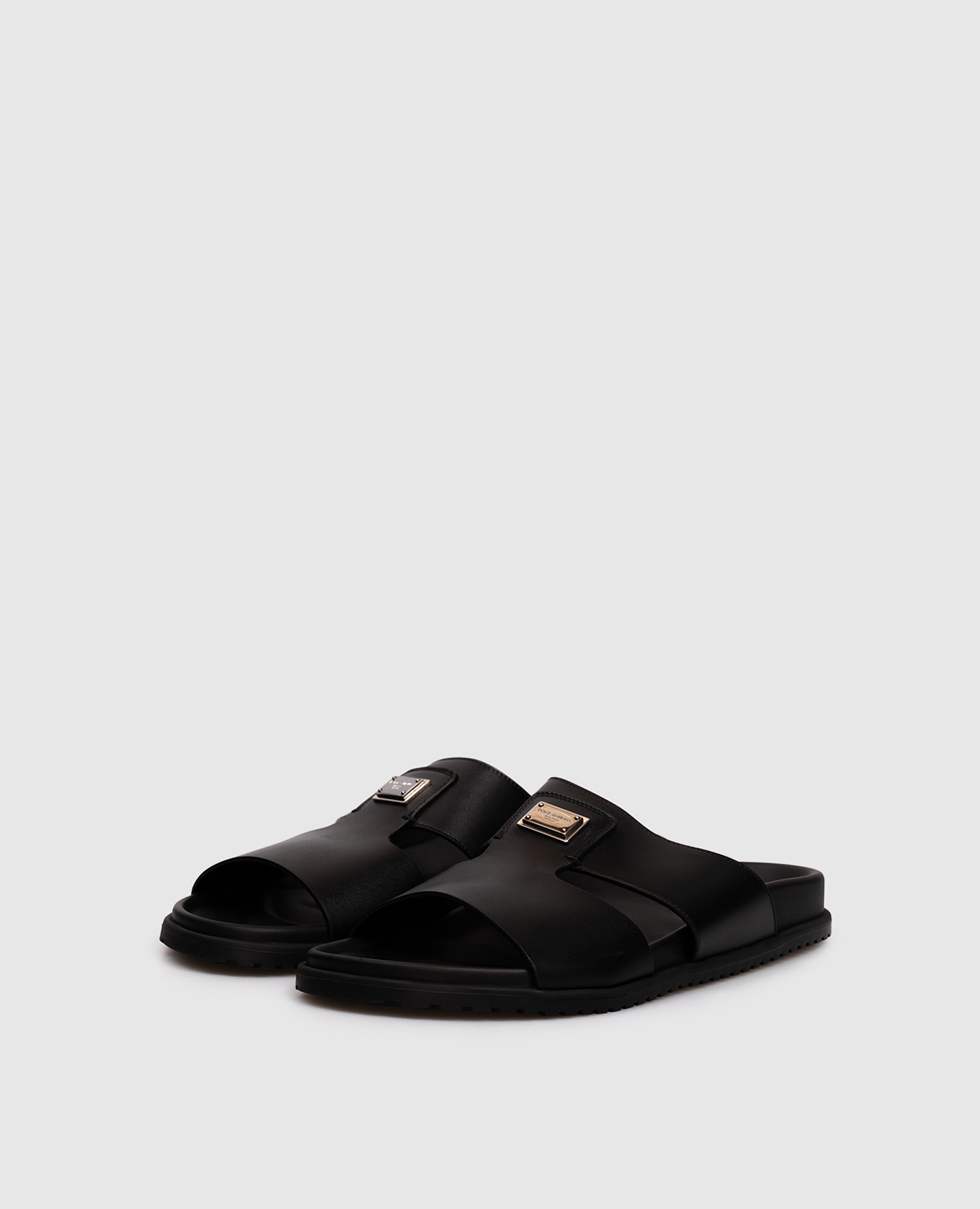 

Black leather flip-flops with logo Dolce&Gabbana