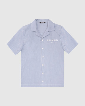 Balmain Children's striped shirt with embroidered logo BW5P31P04871214