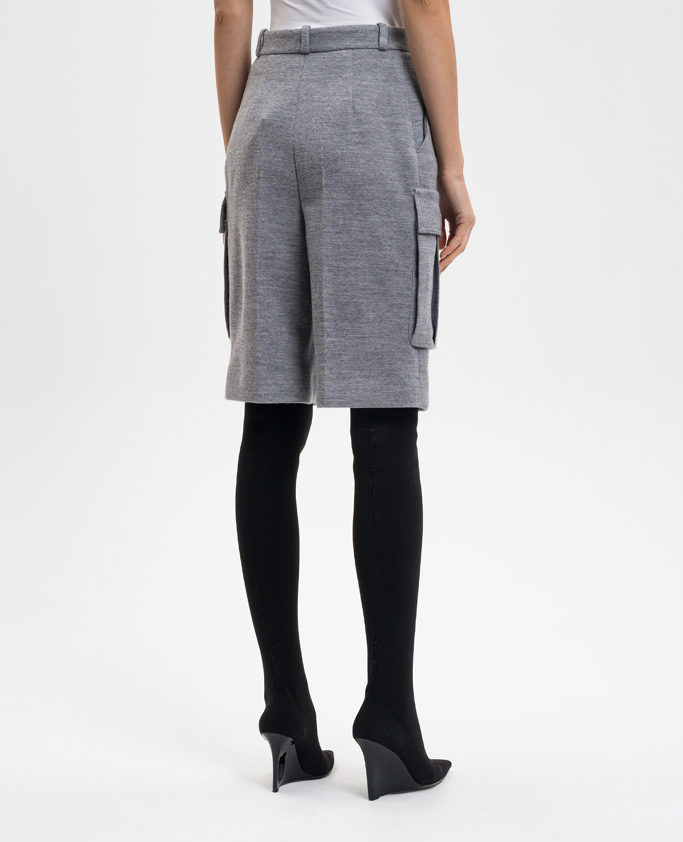 Grey melange wool bermuda shorts Balmain 4