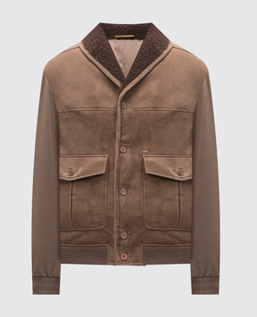 Stefano Ricci Brown cashmere and suede combo jacket M7J4300030C124HA