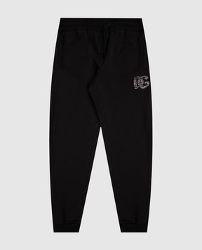 Dolce&Gabbana Kids' black joggers with logo patch L5JPH1G7PHM6