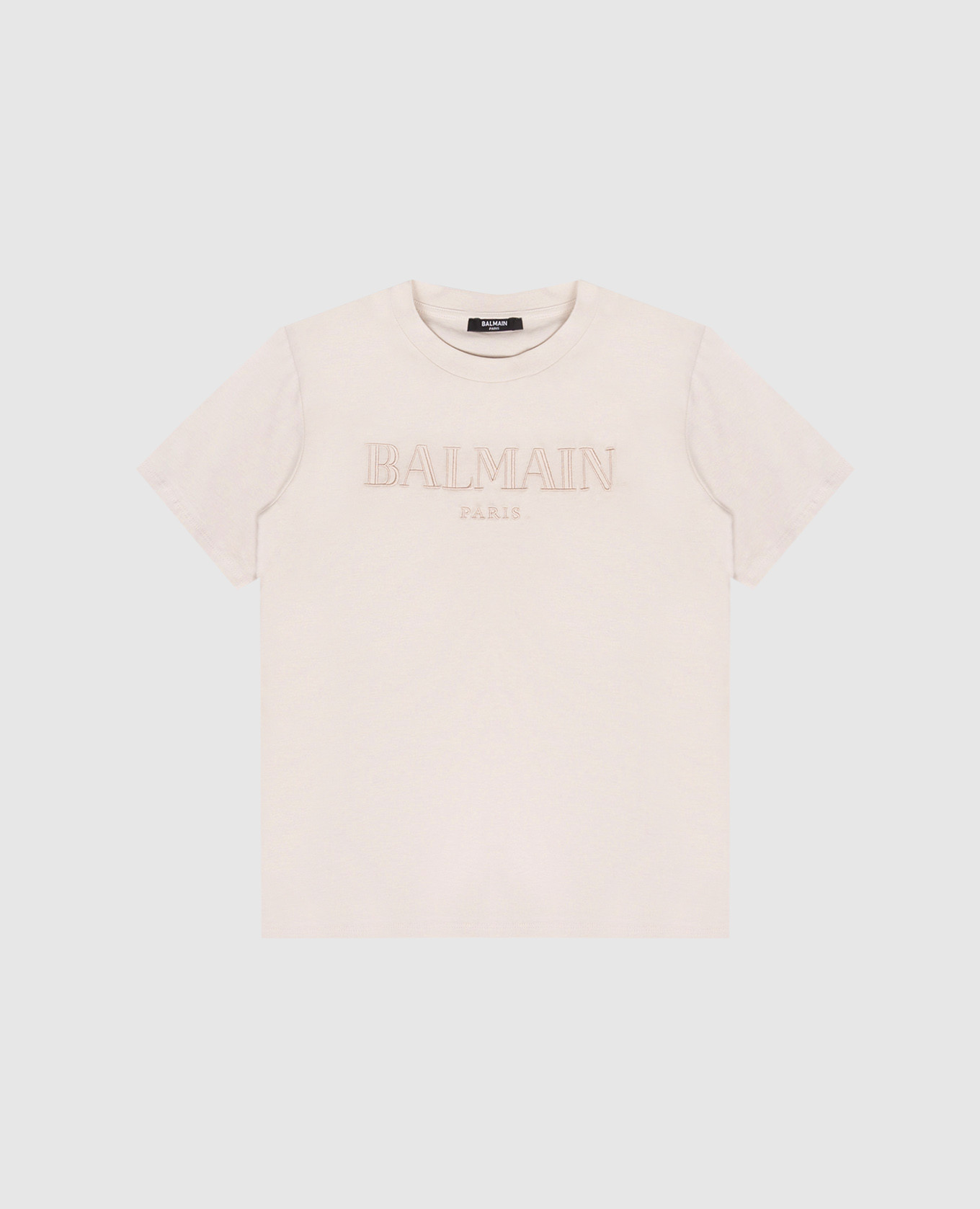 Children&#39;s beige T-shirt with logo embroidery Balmain