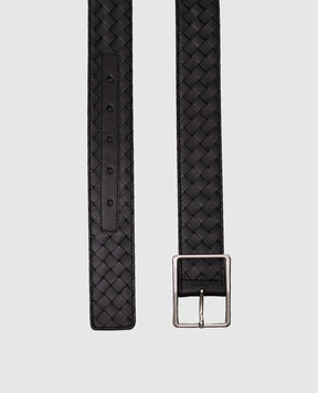 Bottega Veneta Black leather belt with Intrecciato weave 796783V4LQ1