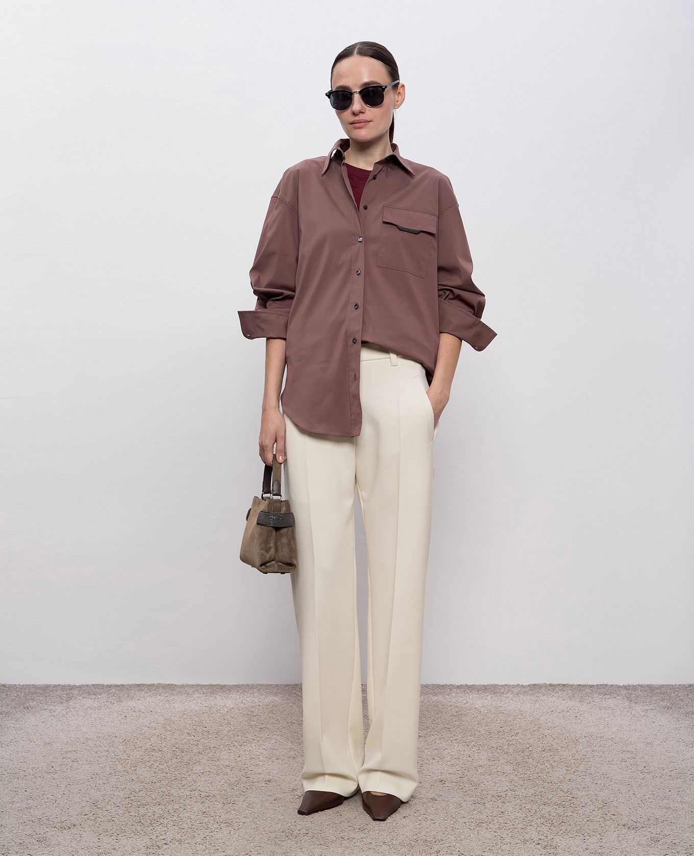 

Brown straight-cut shirt Brunello Cucinelli