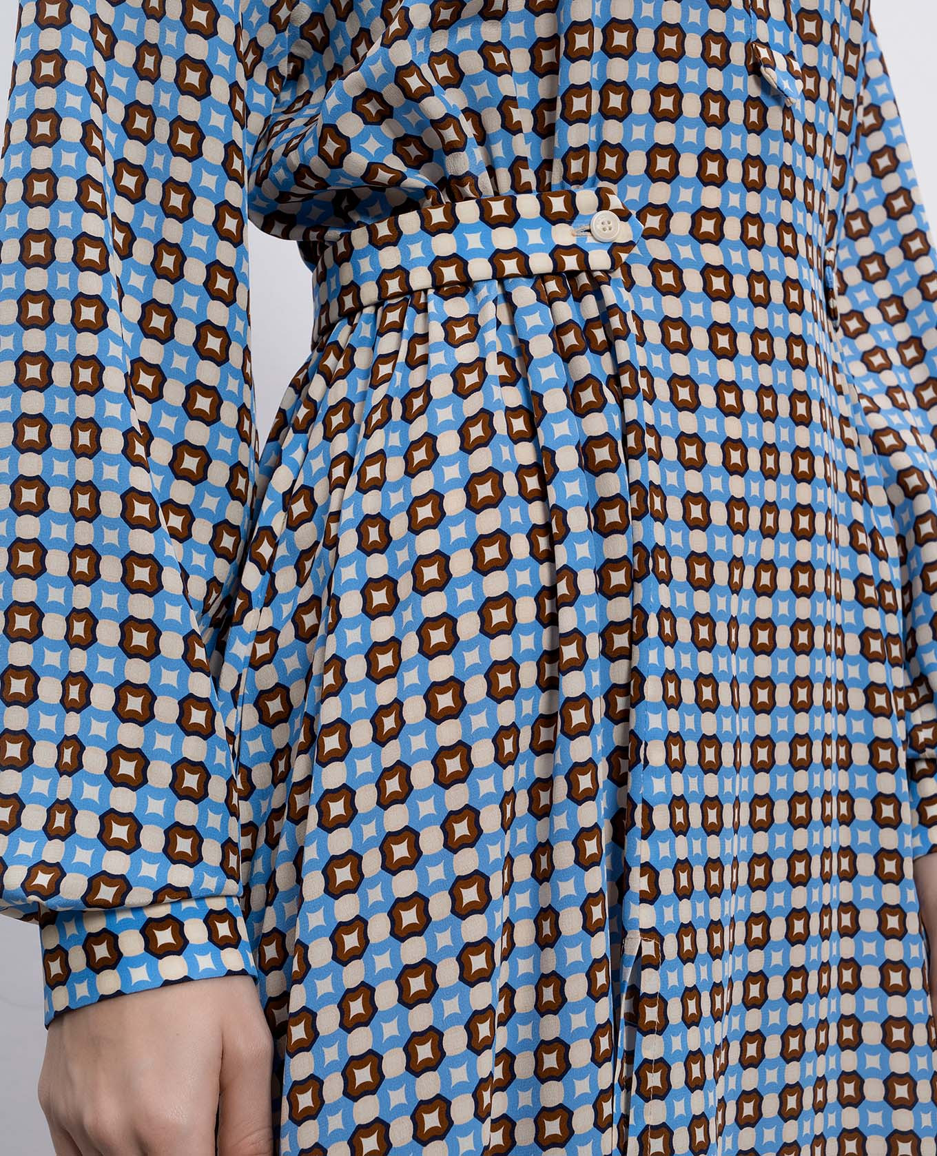 

Blue geometric print silk shirt dress Ermanno Scervino, Light blue