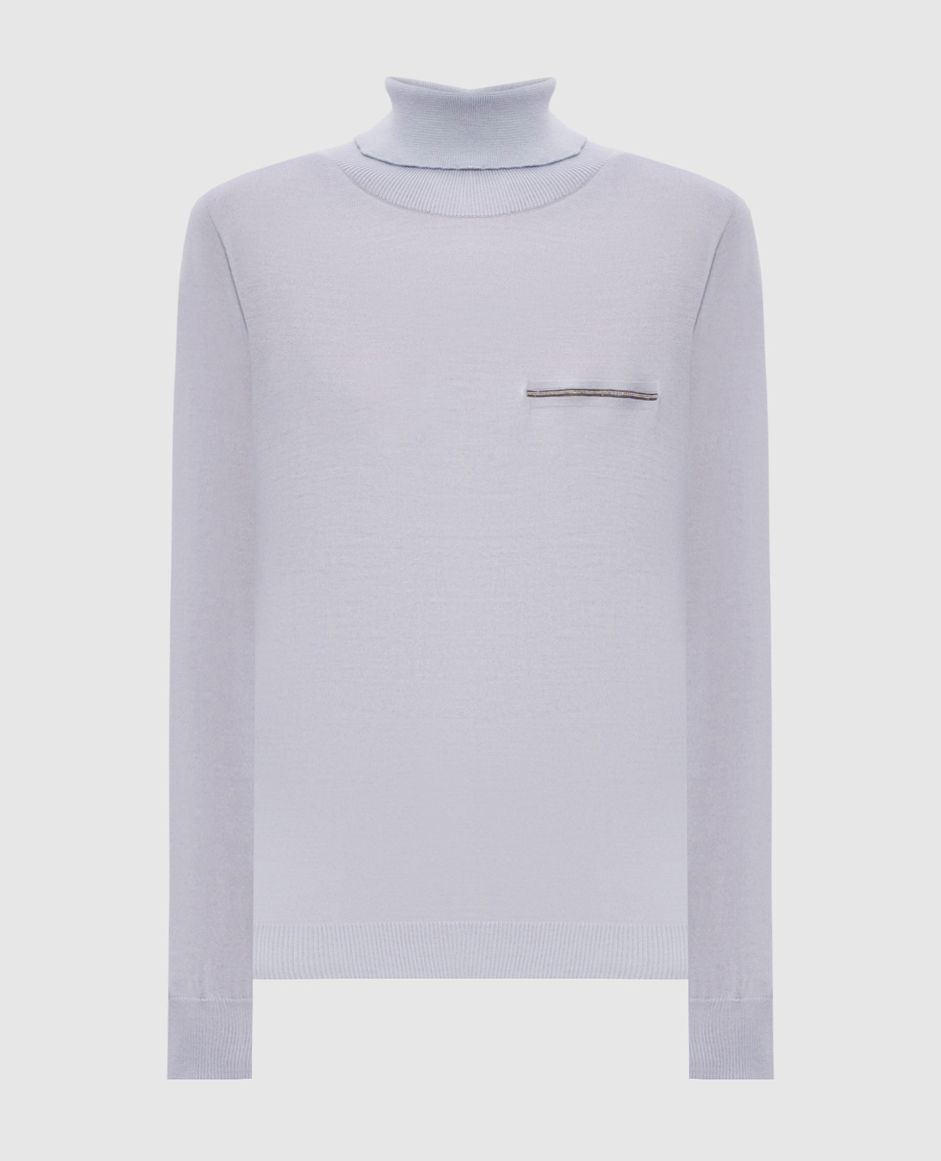 Blue cashmere and silk turtleneck with monil chain Peserico