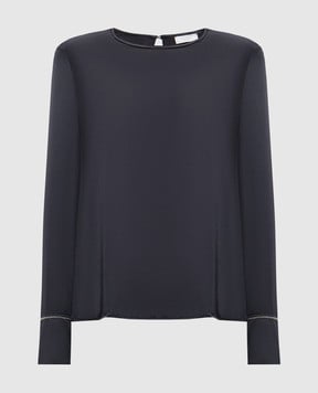 Peserico Gray silk blouse with monil chain S0657702372