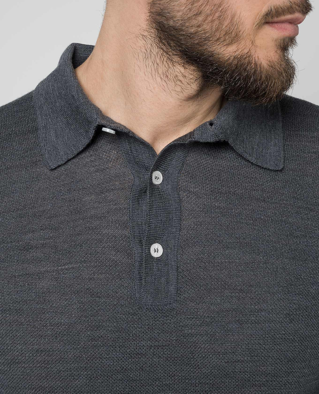 Gray wool polo shirt Cashmere&Whiskey 5