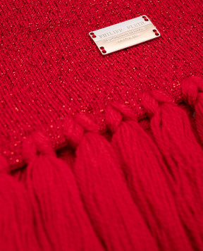 Philipp Plein Children's red scarf with wool and lurex GAA0002
