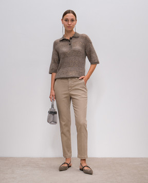 Brunello Cucinelli Beige pants with monil chain MA080P5729