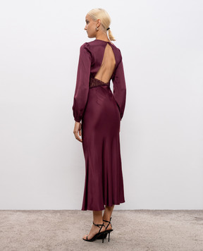 Twinset Burgundy maxi dress with macrame lace 252TP2482