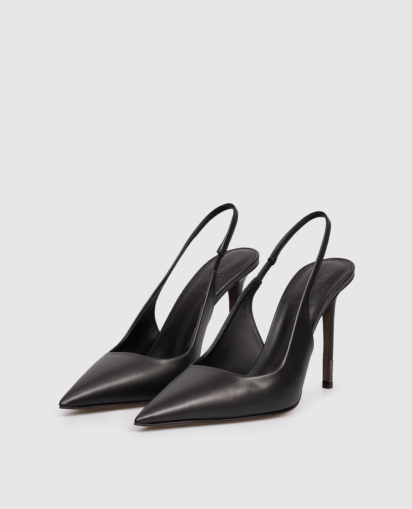 

Black leather slingbacks with monil chain Brunello Cucinelli