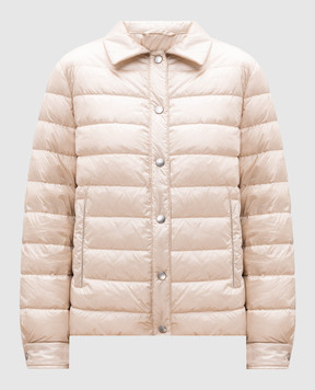 Peserico Beige quilted down jacket with monil chain and branded patch S2407002200