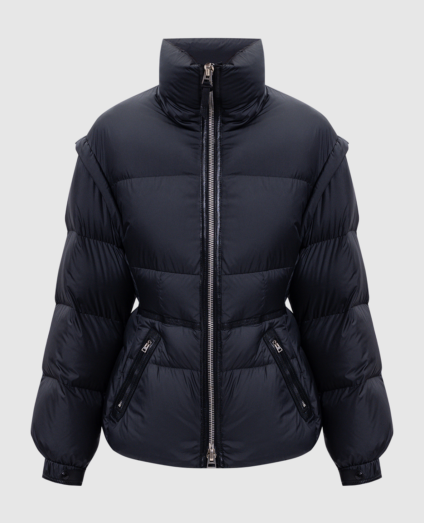 

Black down jacket with leather inserts Tom Ford