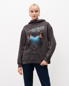 Dondup Gray hoodie with print F509KF0151DLQ3