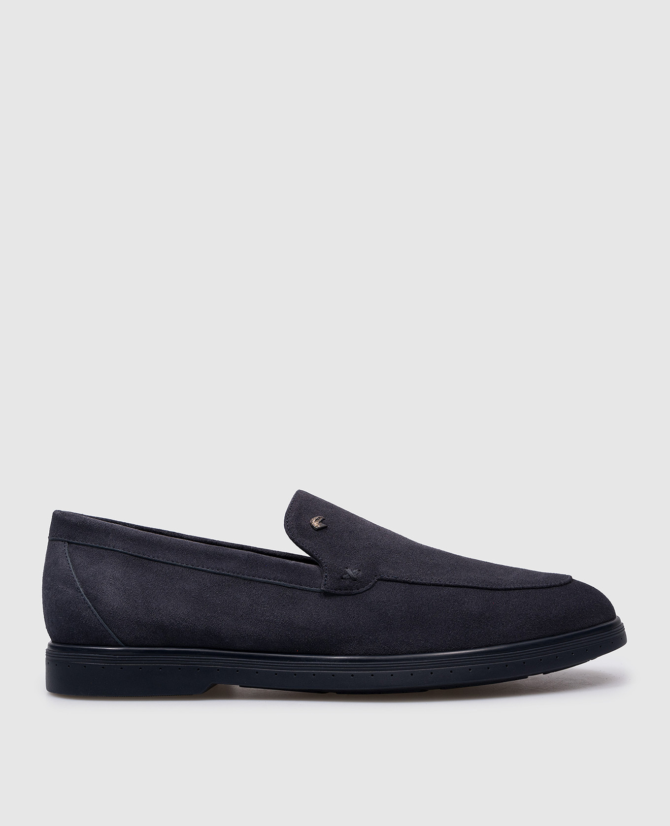 Blue suede loafers with logo stefano ricci