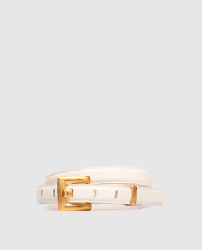 Balmain Anthem White Leather Belt FN1WJ191LSLX
