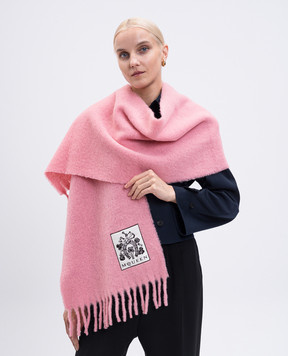 Alexander McQueen Pink alpaca scarf with logo patch 8357073E78Q