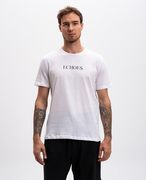 Ann Demeulemeester White t-shirt with Echoes print 2402MJTS0236FA206