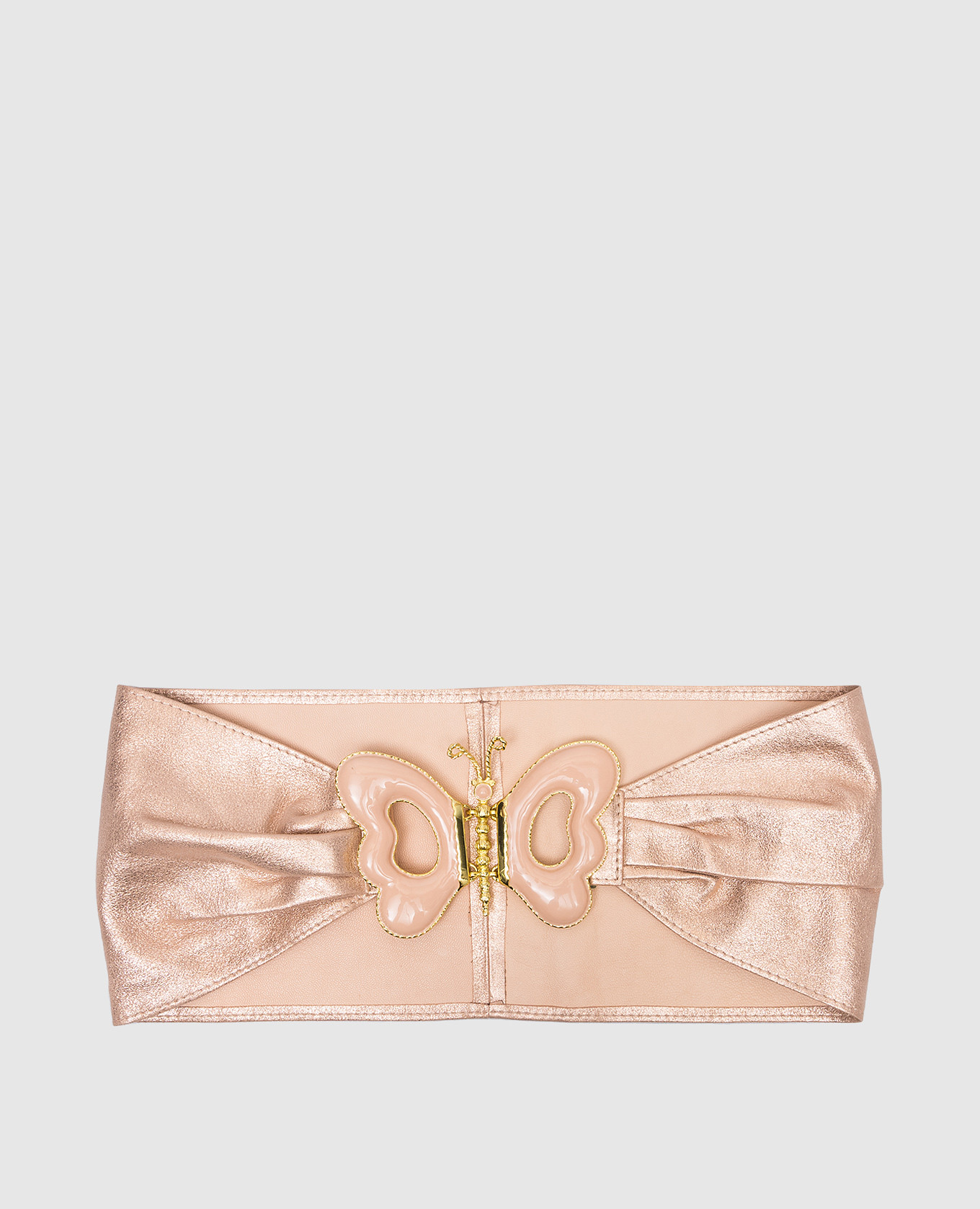 Pink leather belt with metallic effect manoush