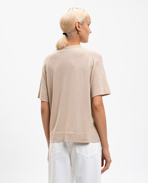John Smedley Beige DANBY T-shirt with slits DANBY