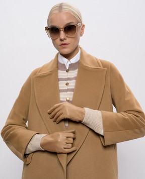 Babe Pay Pls Beige leather gloves with cutout 11519