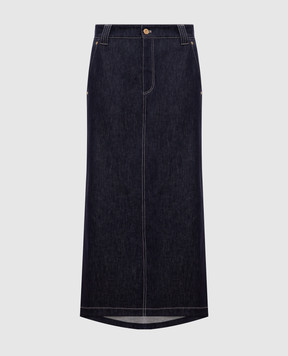 Brunello Cucinelli Blue denim skirt with monil chain ML133G3776