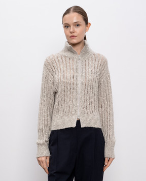 Brunello Cucinelli Beige wool and cashmere cardigan with sequins MGN364316P