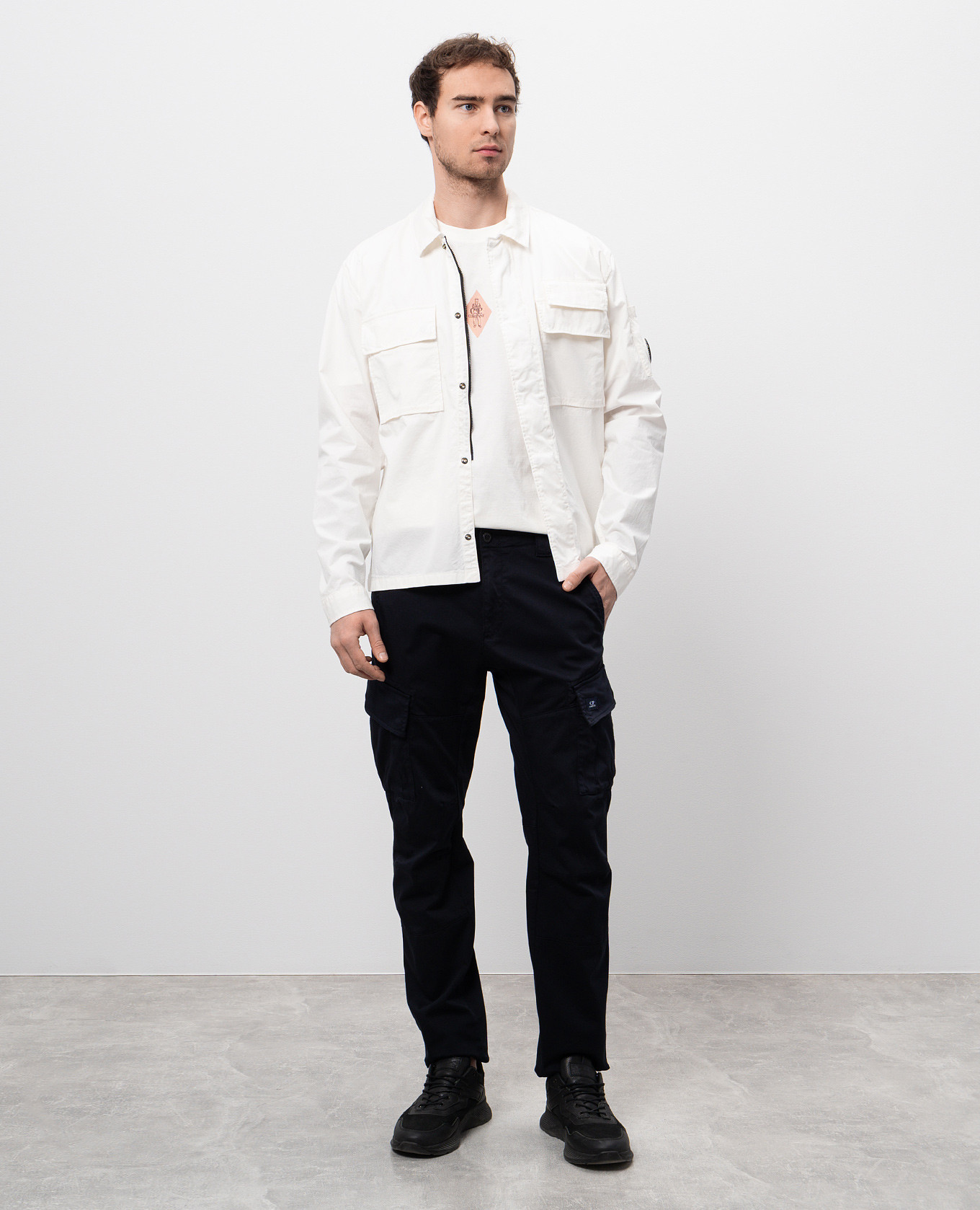 

White jacket with logo C.P. Company
