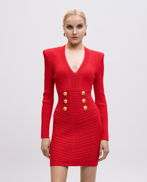 Balmain Red mini dress with pattern EF0R8830KI42