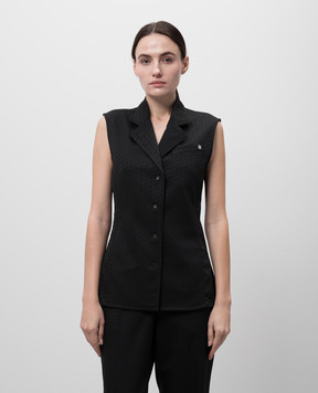 Helmut Lang Black vest with wool in logo monogram pattern O10HW504