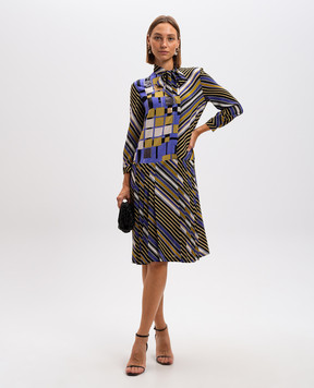Bottega Veneta Violet dress made of silk in a geometric pattern 433985
