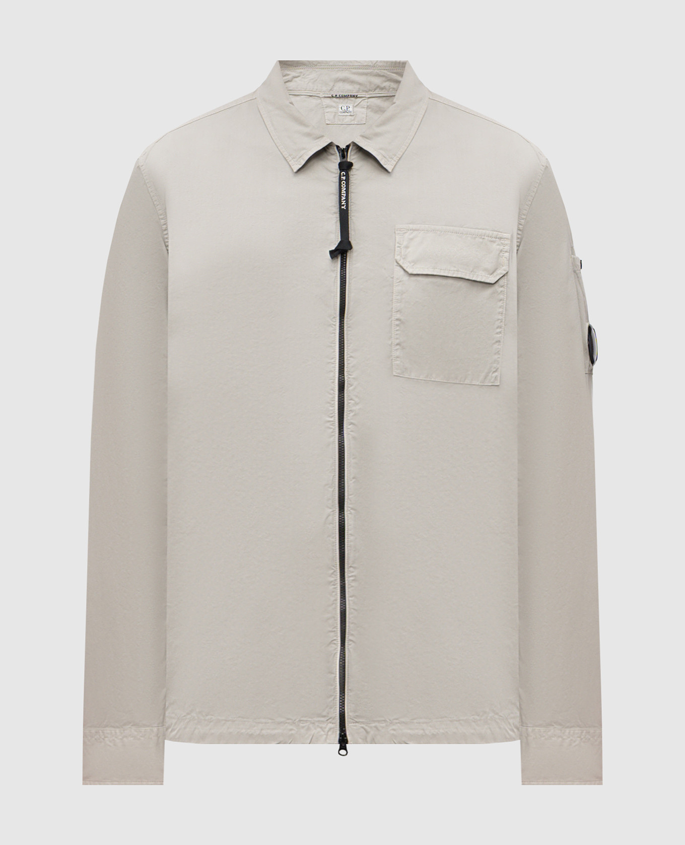 Gray zip-up shirt with logo C.P. Company