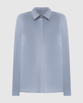 Peserico Gray silk blouse with monil chain S0688702372