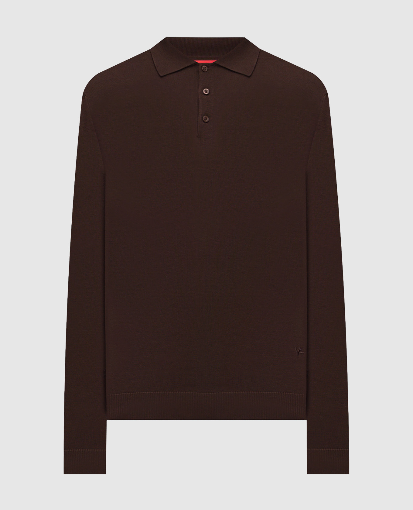 Brown silk polo shirt