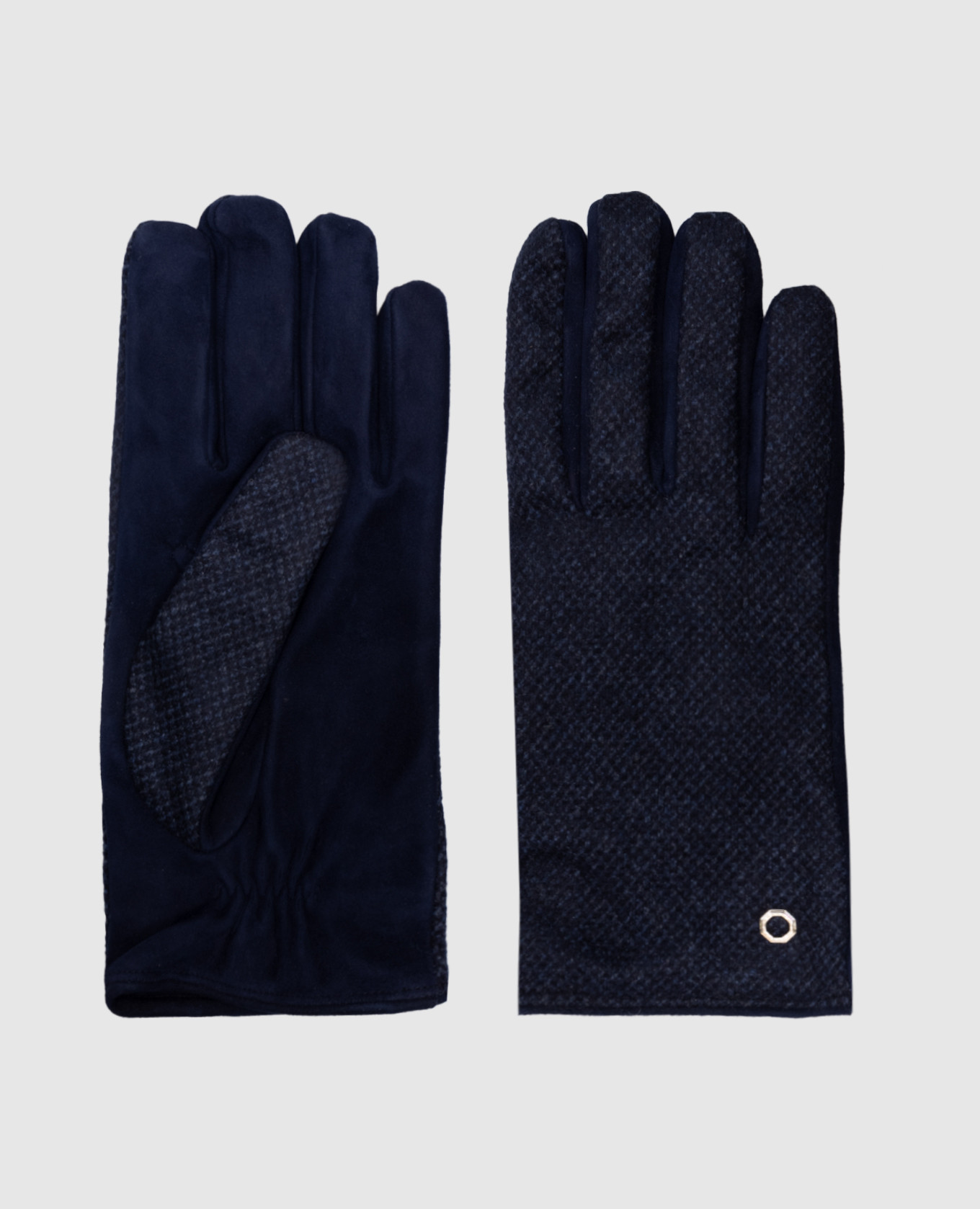 

Blue wool and cashmere combination gloves with leather Stefano Ricci