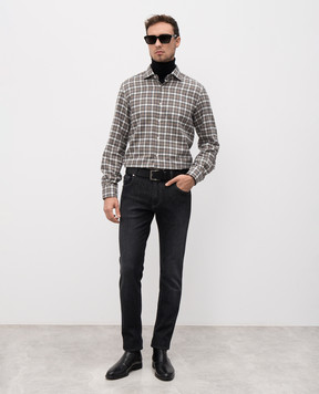Doriani Cashmere Brown checkered shirt DOSLIDR3108