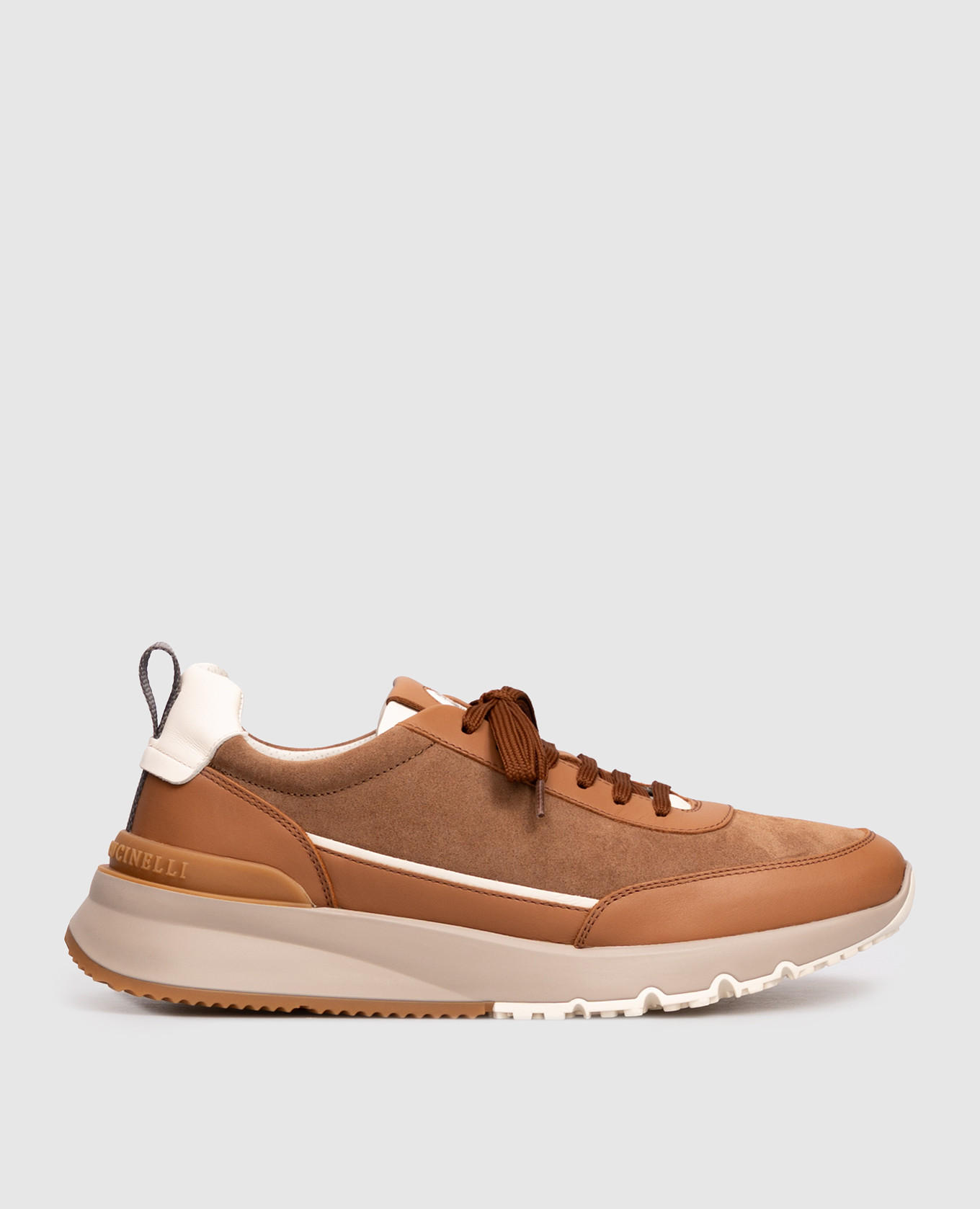 Brown suede sneakers with logo Brunello Cucinelli