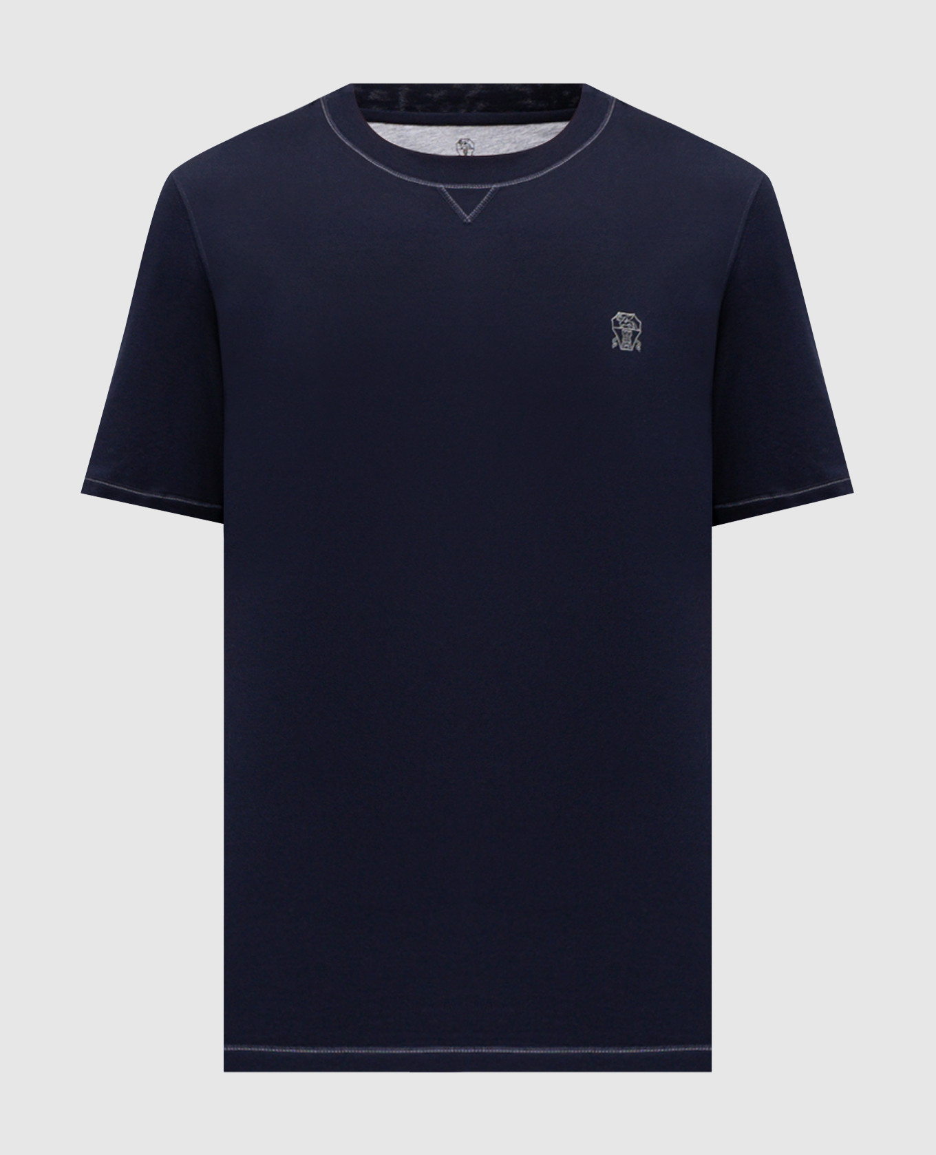 Blue t-shirt with logo print Brunello Cucinelli
